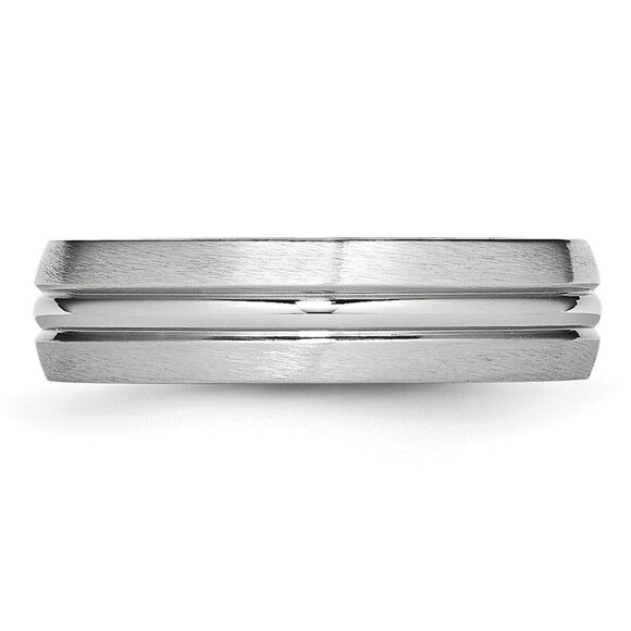 Chisel Cobalt Satin & Polished Grooved 6mm Band - Picture 3 of 9